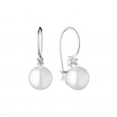 Cercei perle naturale albe de argint cu pietre si tortita DiAmanti SK21106EL-W-G
